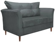 Namoradeira Ibis Decorativa 2 Lugares 1,35 m Recepção Quarto Sala Suede Cinza Grafite