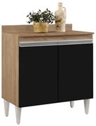 Balcão Gabinete 80cm 2 Portas Hawai Castanho/Preto - Lumil Móveis