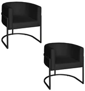 Poltrona Base Industrial Preto Kit 2 Lety Veludo Preto S05 - D'Rossi