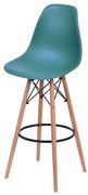 Banqueta Eames Polipropileno Azul Petroleo Base Madeira - 54752 Sun House