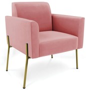 Poltrona Pé de Ferro Dourado Decorativa Marisa Suede D03 - D'Rossi - Rose