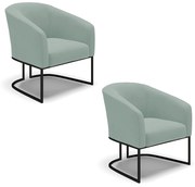 Poltrona Decorativa Industrial Preto Kit 2 Stella Cotelê Ext/Veludo D03 - D'Rossi - Menta