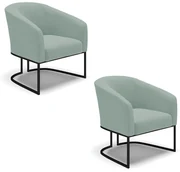 Poltrona Decorativa Industrial Preto Kit 2 Stella Cotelê Ext/Veludo D03 - D'Rossi - Menta