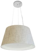 Lustre Pendente Cone Md-4119 Cúpula em Tecido 21/40x30cm Rustico Bege / Branco - Bivolt