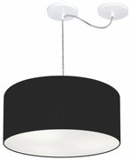 Lustre Pendente Cilíndrico Com Desvio De Centro Md-4147 Cúpula  50x25cm Preto - Bivolt