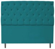 Cabeceira Estofada Liverpool 140 cm Casal Suede Azul Turquesa - ADJ Decor