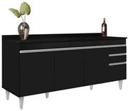 Balcão Gabinete 180cm com Tampo Dallas Preto - Lumil