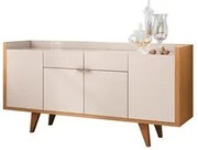 Balcão Aparador Buffet 4 Portas Sinfonia H01 Off White/Cinamomo - Mpoz