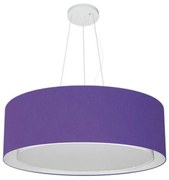 Lustre Pendente Cilíndrico Duplo Md-4125 Cúpula em Tecido 60x25cm Roxo - Bivolt