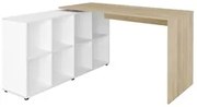 Mesa Escrivaninha em L 140x130cm 8 Nichos Eron A06 Carvalho/Branco - M