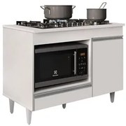 Balcão Multiuso para Cooktop 4 Bocas Georgia Branco - Lumil Móveis