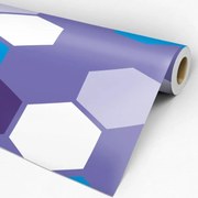 Papel de parede hexágono roxo azul e branco