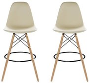 Kit 2 Banquetas Eames Polipropileno Fendi Base Dsw Madeira - 75462 Sun House