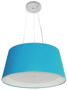 Lustre Pendente Cone Md-4144 Cúpula em Tecido 25x50x40cm Azul Turquesa / Branco - Bivolt