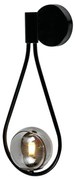 Arandela Pingo Metal Preto Vidro Fume Ø20X42Cm 1Xg9 | Bella Iluminação...