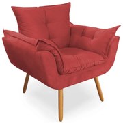 Poltrona Decorativa Opala Pés Palito Suede Vermelho - Sheep Estofados - Vermelho