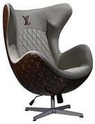 Poltrona Decorativa Egg Chair LV Branco/Marsala G53 - Gran Belo