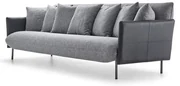 Sofá Gante 4 lugares Assento Tabaco Braços Couro Base Grafite 258cm - 62502 Sun House