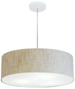 Lustre Pendente Cilíndrico Md-4218 Cúpula em Tecido 55x15cm Rustico Bege - Bivolt