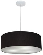 Lustre Pendente Cilíndrico Md-4254 Cúpula em Tecido 45x15cm Preto - Bivolt