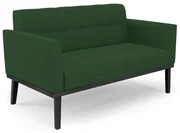 Sofá Namoradeira 2 Lugares Base de Madeira Preto Elisa Veludo D03 - D'Rossi - Verde