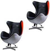 Kit 2 Poltronas Decorativas Egg Chair MP4 SN 88 Branco/Vermelho G53 - Gran Belo