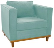 Poltrona Decorativa Europa Suede Azul Tiffany ADJ Decor