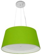 Lustre Pendente Cone Md-4144 Cúpula em Tecido 25x50x40cm Verde Limão / Branco - Bivolt