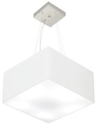 Lustre Pendente Quadrado Md-4041 Cúpula em Tecido 21/35x35cm Branco - Bivolt