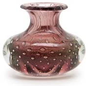 Vaso Mini Baixo Tela Roxo com Ouro Murano Cristais Cadoro