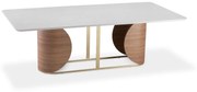 Mesa de Jantar Suzume Retangular Tampo com Vidro Pintado Base com Laminado Melamínico Detalhe em Aço Carbono