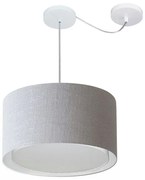 Lustre Pendente Cilíndrico Com Desvio Md-4310 Cúpula em Tecido 40x25cm Rustico Cinza - Bivolt