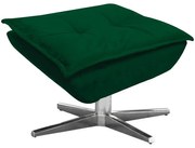 Puff Decorativo Base Giratória Cromada Charger Suede Verde G19 - Gran Belo