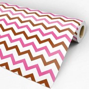 Papel de parede adesivo Chevron pink vermelho e branco