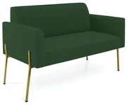 Sofá Namoradeira 2 Lugares Pé de Ferro Dourado Marisa Veludo D03 - D'Rossi - Verde