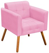 Poltrona Decorativa Pés Palito Karen Suede Rosa G19 - Gran Belo