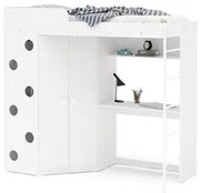 Cama Multifuncional 3 em 1 Guarda Roupa E Escrivaninha Alagoas Branco