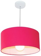 Lustre Pendente Cilíndrico 4052 Cúpula em Tecido 50x21cm Rosa Pink - Bivolt