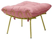 Puff Decorativo Sala de Estar Abel Pés Dourado Suede Rosa G41 - Gran Belo