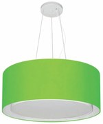 Lustre Pendente Cilíndrico Duplo Md-4124 Cúpula em Tecido 50x25cm Verde Limão - Bivolt