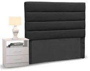 Cabeceira Cama Box Solteiro 90cm Greta Suede Preto e 1 Mesa de Cabecei