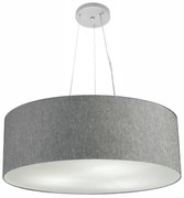 Lustre Pendente Cilíndrico Md-4010 Cúpula em Tecido 60x21cm Rustico Cinza - Bivolt