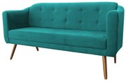 Namoradeira Bruna 1,60 m 3 Lugares Pés Palito Suede Azul Tiffany