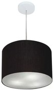 Lustre Pendente Cilíndrico Md-4211 Cúpula em Tecido 35x25cm Preto - Bivolt