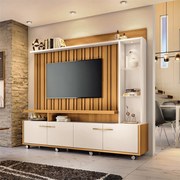 Home Theater Decorativo Perseu TV até 60" com LED Cinamomo/Off White  G26 - Gran Belo