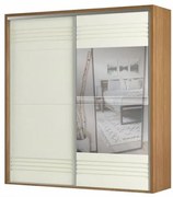 Roupeiro Menfis 2 Portas com Espelho cor Freijo com Detalhe em Off White 223cm  - 66686 Sun House