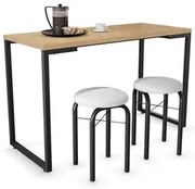 Conjunto Mesa de Cozinha Prattica Industrial 120cm com 2 Banquetas F02