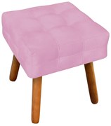 Puff Decorativo Pés Palito Karen Suede Rosa G19 - Gran Belo