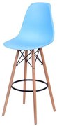 Banqueta Eames Polipropileno Azul Claro Base Madeira - 54747 Sun House