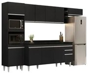 Armário de Cozinha Modulada 5 Peças CP17 Balcão com Tampo Preto - Lumi